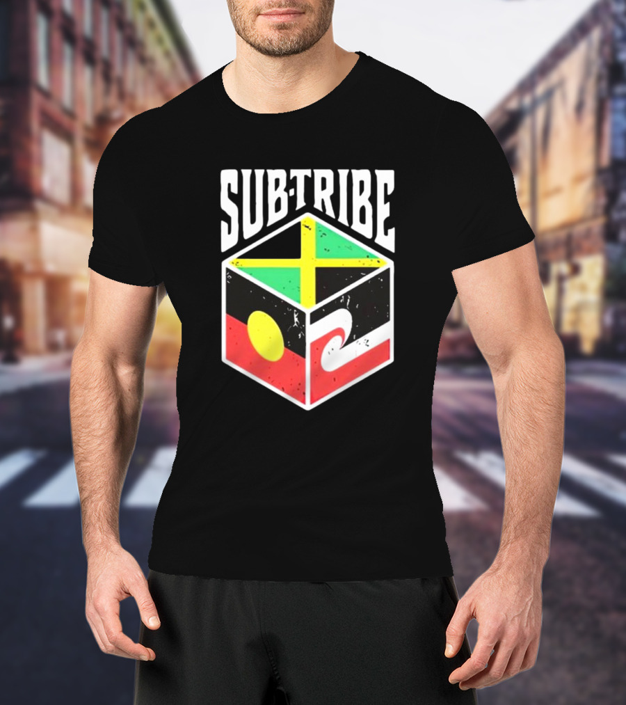 SUB-TRIBE Flag Cube With Aboriginal Jamaica Maori Colors T-Shirt