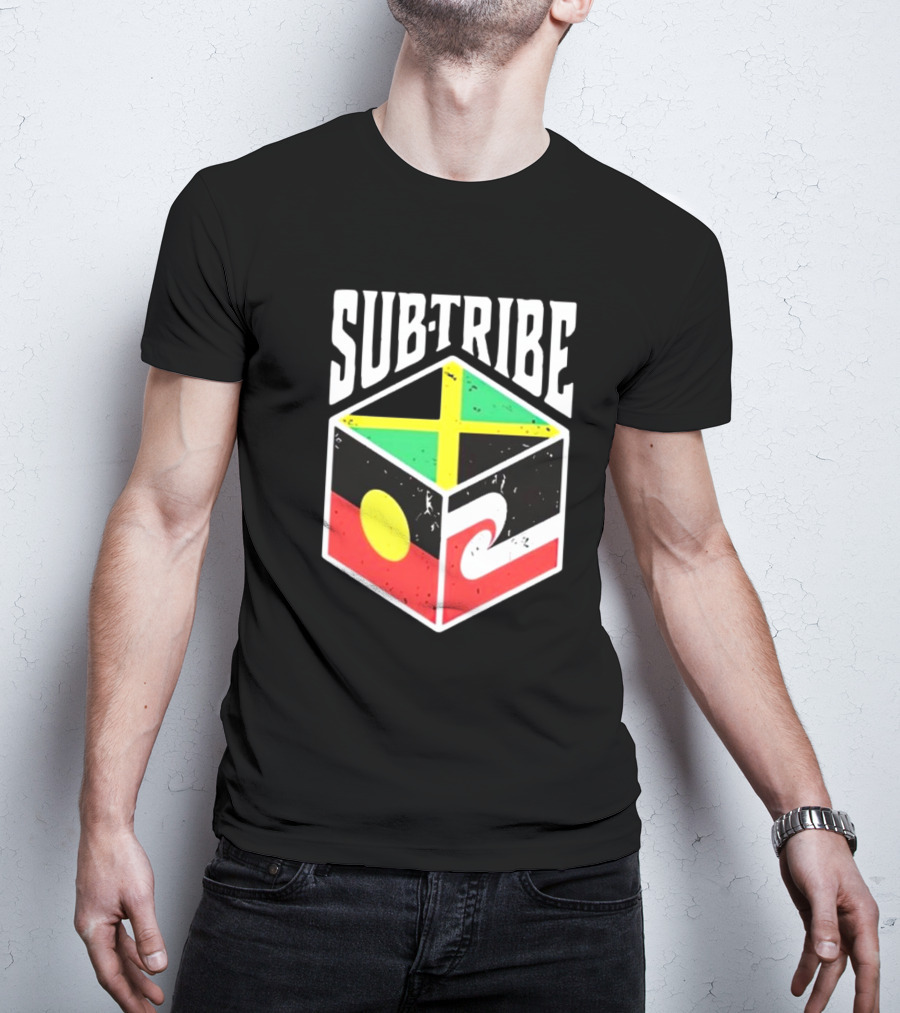 SUB-TRIBE Flag Cube With Aboriginal Jamaica Maori Colors T-Shirt