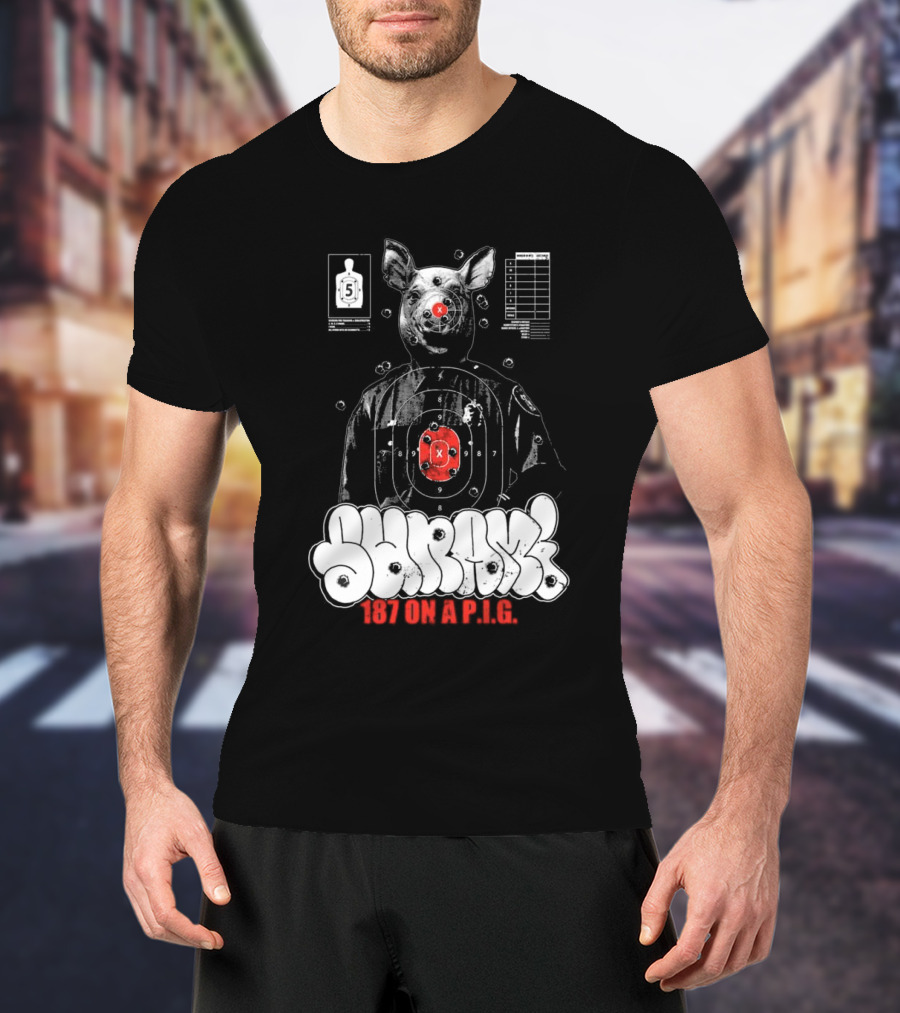 Sunami Pig 187 Target Shooting Pig Design T-Shirt