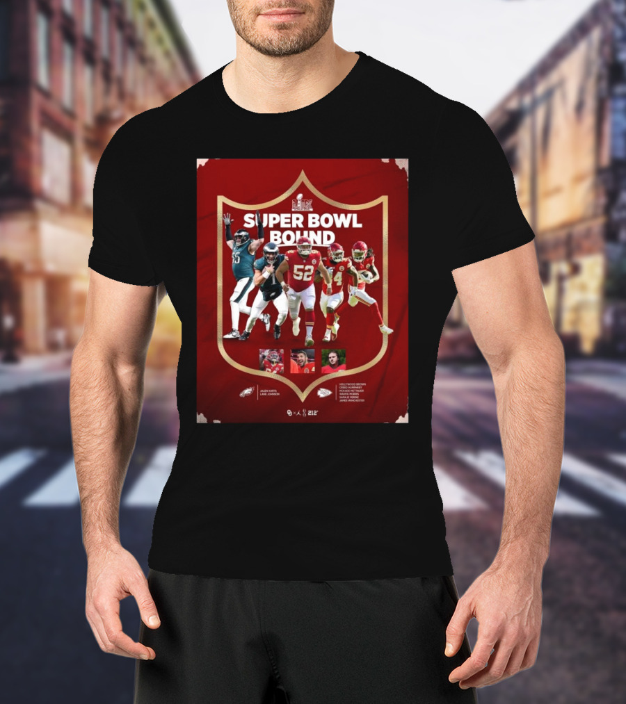 Super Bowl Bound Jalen Hurts Lane Johnson Hollywood Brown Creed Humphrey Oklahoma Sooners Eagles Chiefs T-Shirt