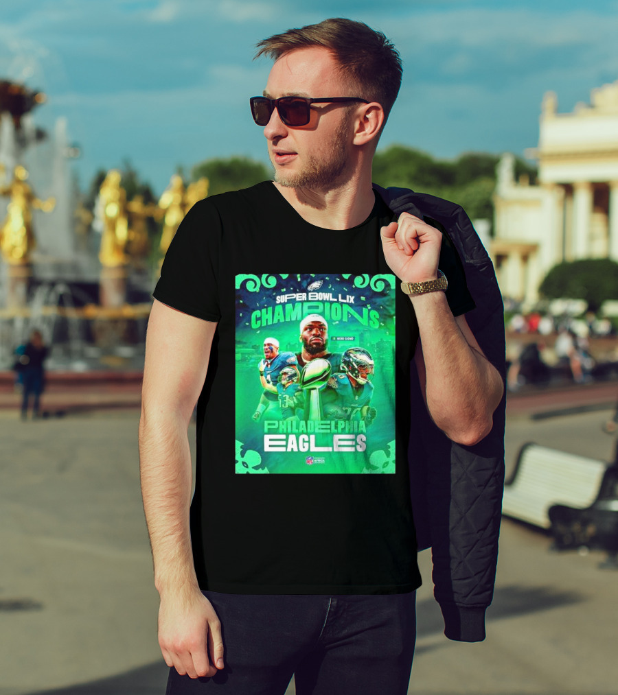 Super Bowl LIX Champions Philadelphia Eagles Players City Skyline NFL Africa T-Shirt