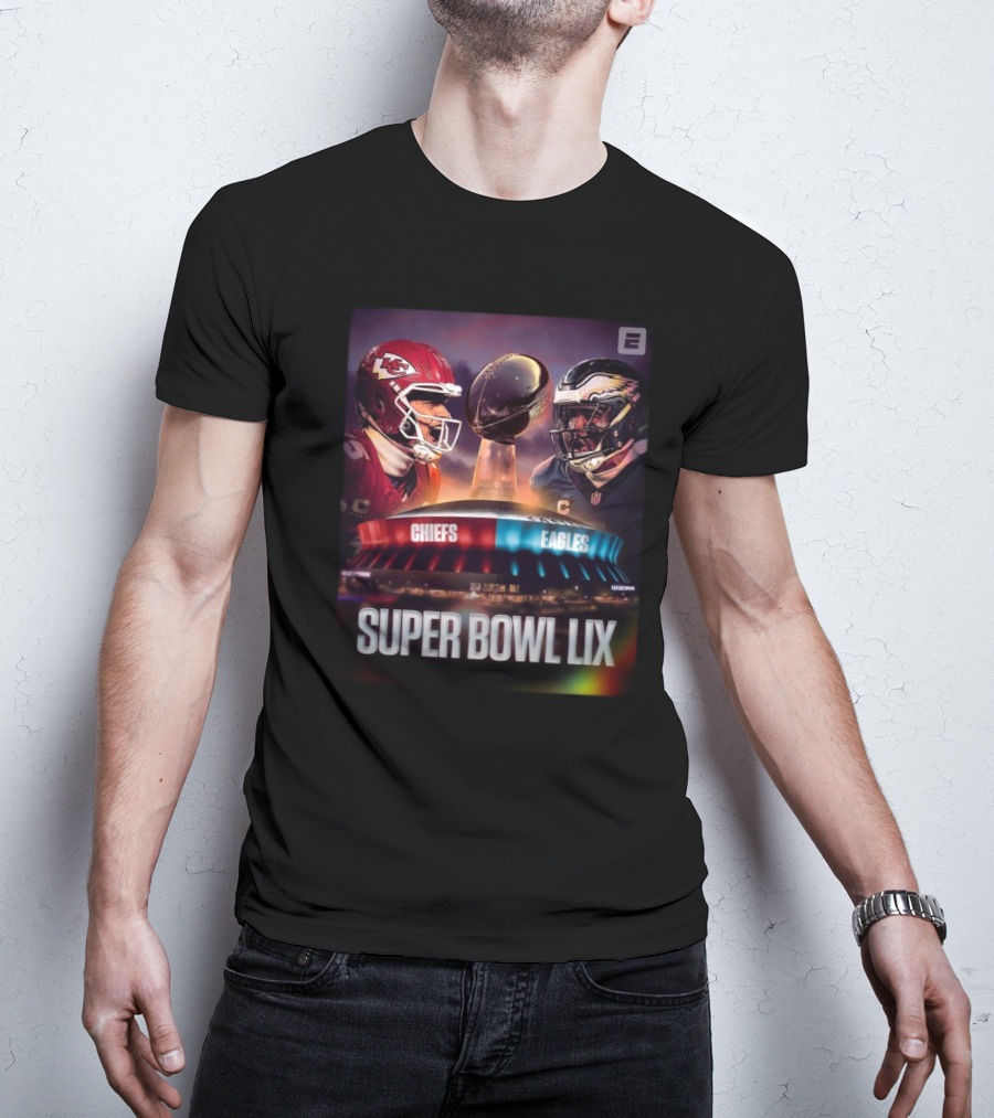 Super Bowl LIX Chiefs Vs Eagles Showdown With Mahomes And Hurts ESPN T-Shirt
