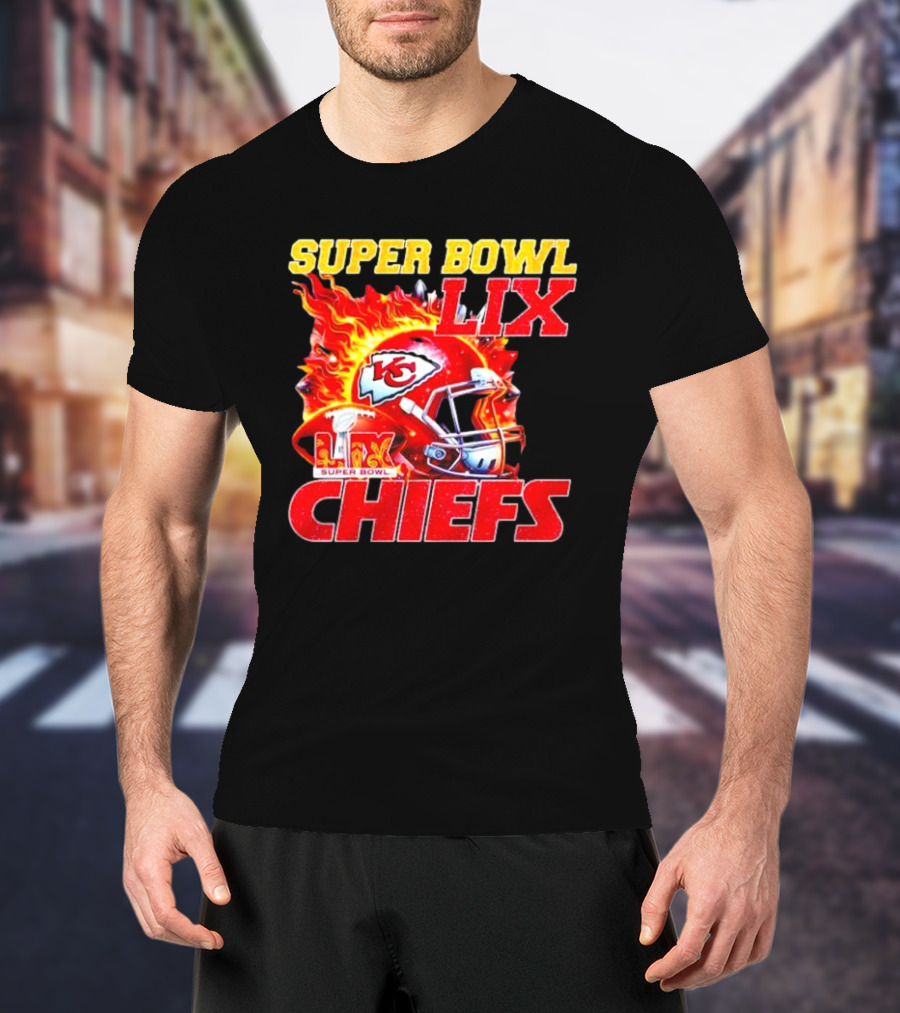 Super Bowl LIX Kansas City Chiefs Flaming Helmet Chiefs T-Shirt
