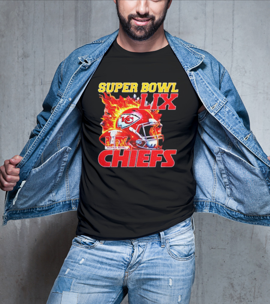 Super Bowl LIX Kansas City Chiefs Flaming Helmet Chiefs T-Shirt