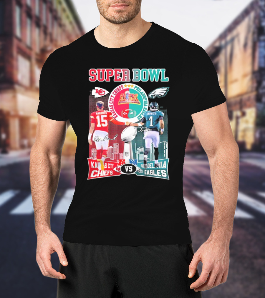Super Bowl LIX Kansas City Chiefs Patrick Mahomes Vs Philadelphia Eagles Jalen Hurts T-Shirt