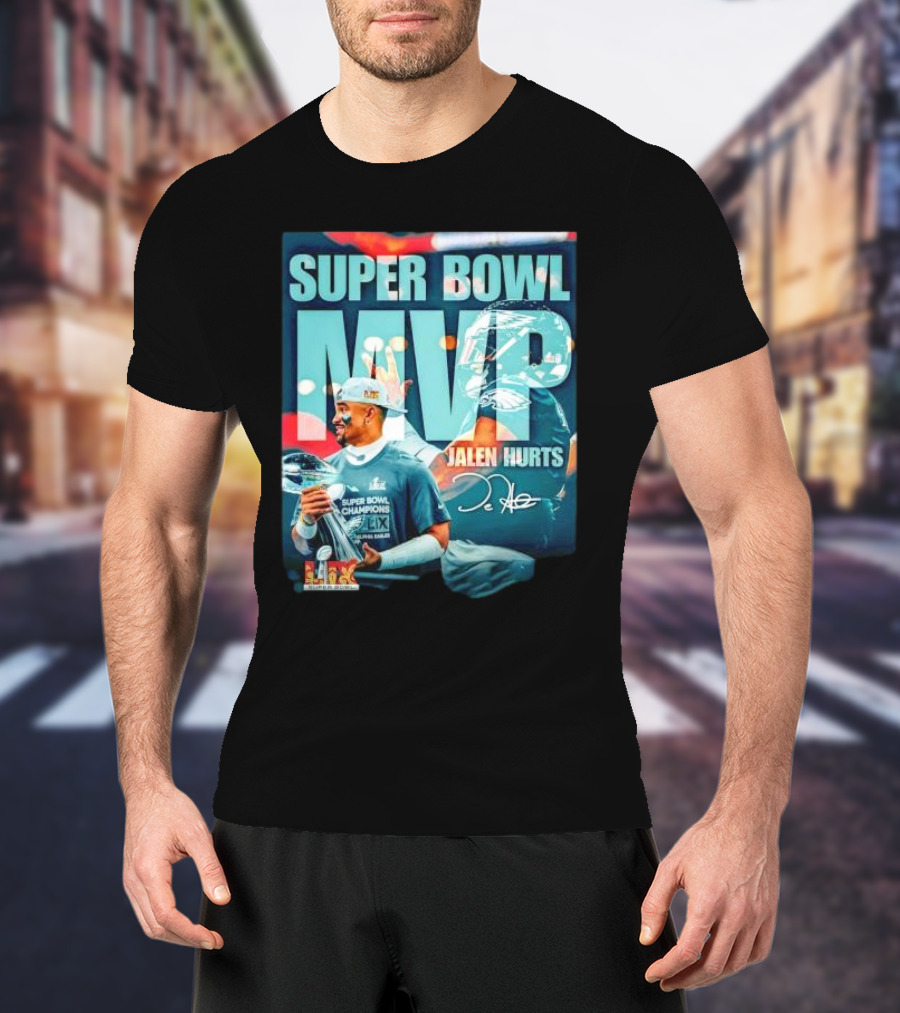 Super Bowl MVP Jalen Hurts Philadelphia Eagles Champions Signature LVI 12-5 NFC East T-Shirt