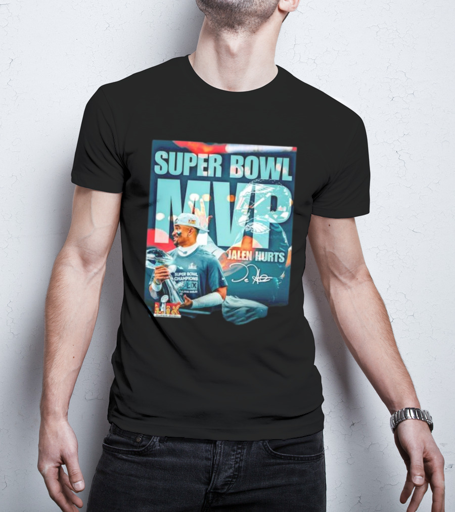 Super Bowl MVP Jalen Hurts Philadelphia Eagles Champions Signature LVI 12-5 NFC East T-Shirt