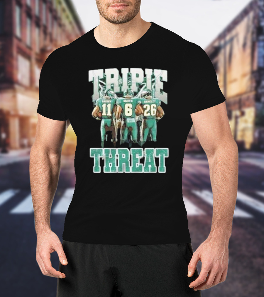 Triple Threat Brown Smith Barkley Philadelphia Football Eagles T-Shirt