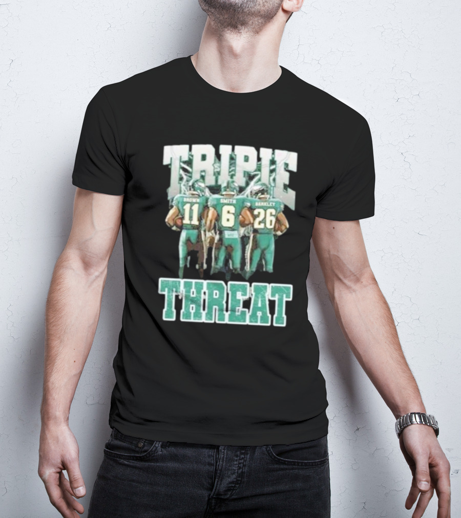 Triple Threat Brown Smith Barkley Philadelphia Football Eagles T-Shirt