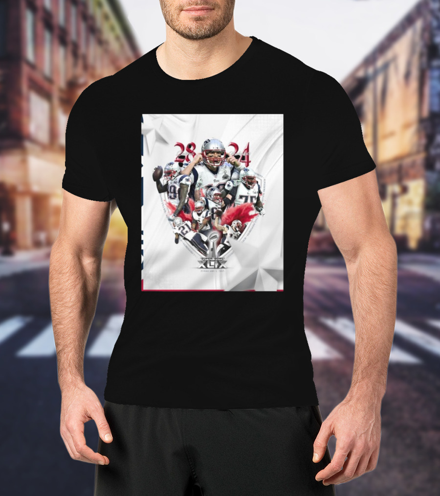"Super Bowl XLIX February 1 2025 New England Patriots Win 28-24 Over Seattle Seahawks Anniversary" T-Shirt