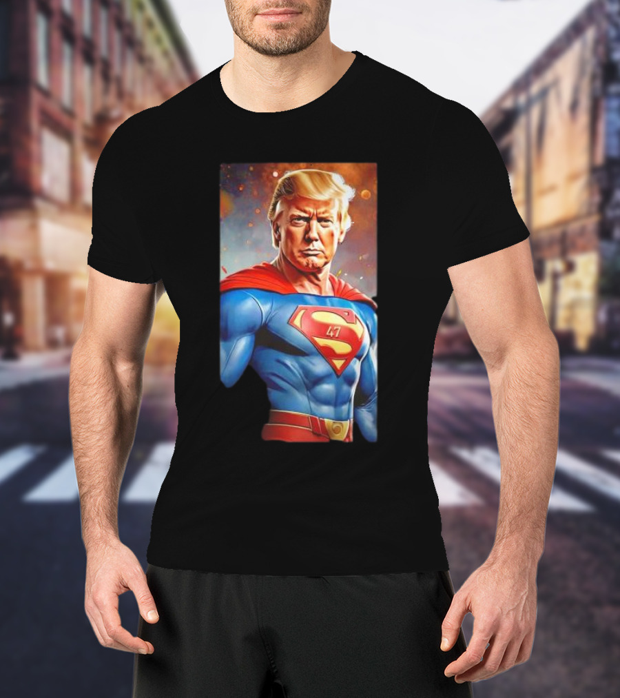 Superman Donald Trump 47th President Cape Emblem T-Shirt
