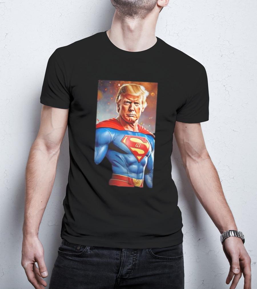 Superman Donald Trump 47th President Cape Emblem T-Shirt