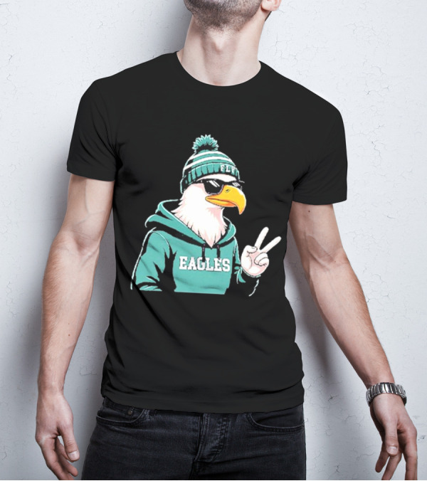 Fly Eagles Beanie Sunglasses Peace Sign T-Shirt
