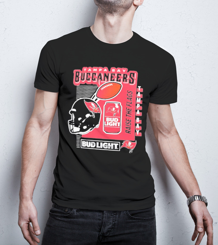 Tampa Bay Buccaneers Bud Light Raise The Flags Football Helmet And Can T-Shirt