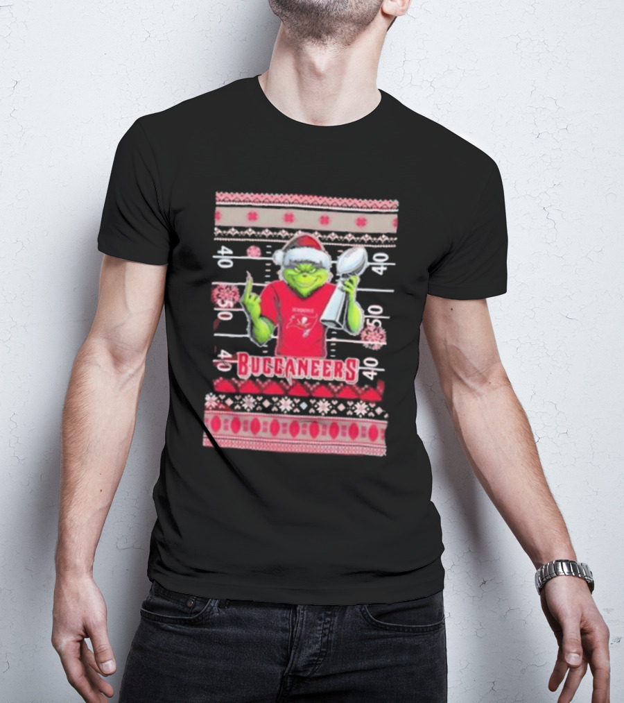 Tampa Bay Buccaneers Grinch Christmas Super Bowl Trophy Ugly Sweater T-Shirt