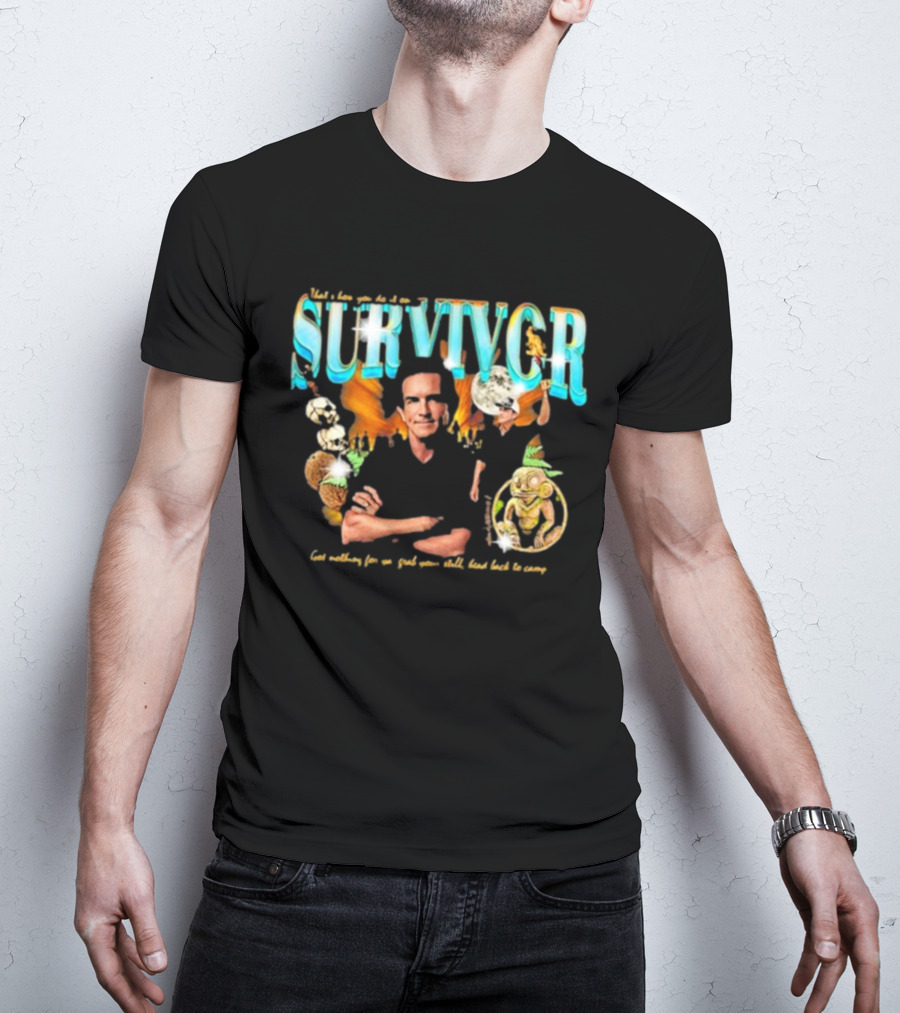 Survivor Jeff Probst Heartthrob Vintage Tiki Idol And Torches T-Shirt
