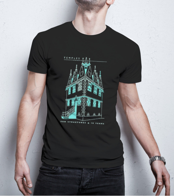 Temple Sun Structure Blueprint Isometric 2025 T-Shirt