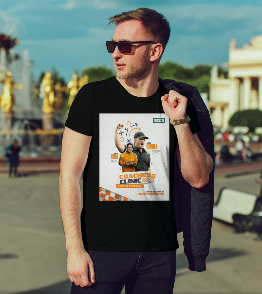 Tennessee Vols Coaches Clinic March 28-29 Mike Keith Voice Of The Vols Jon Gruden Former NFL Head Coach Analyst T-Shirt
