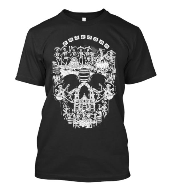 Tequilera Skull Calavera Distinctive Skeleton Motif T-Shirt