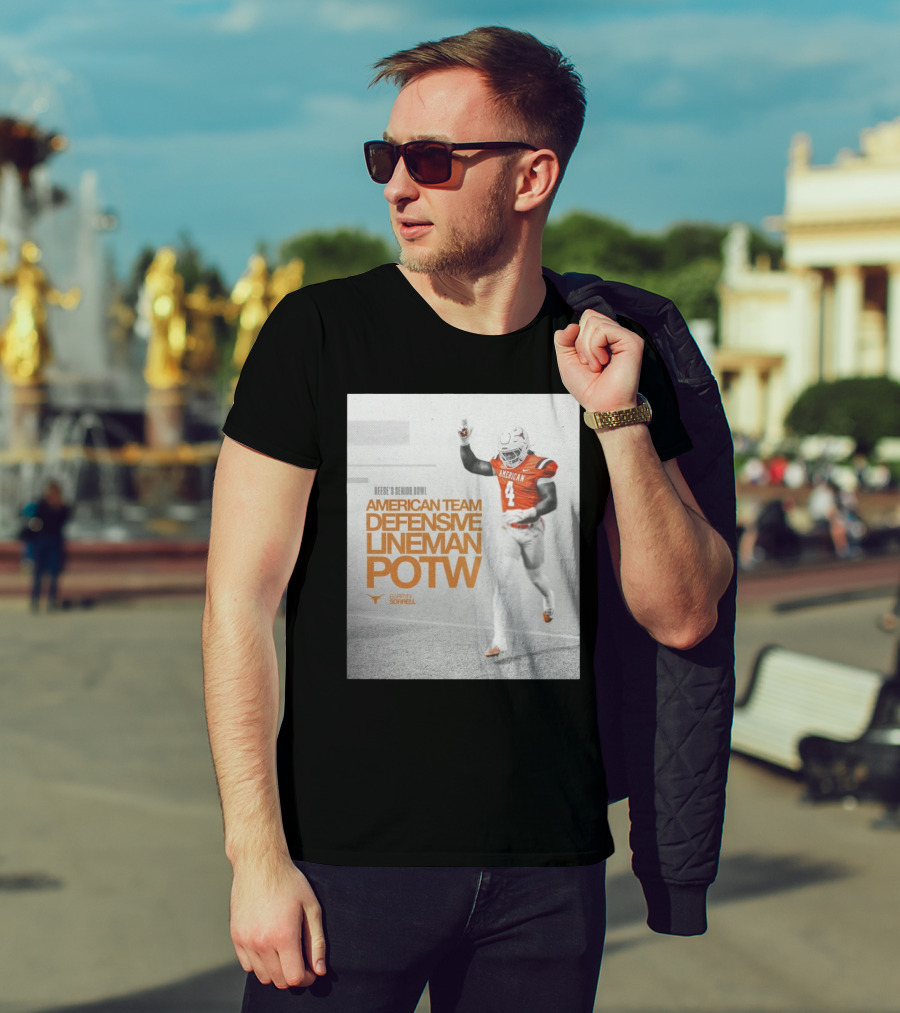 Reese’s Senior Bowl American Team Defensive Lineman POTW Barryn Sorrell Texas Longhorns Football T-Shirt
