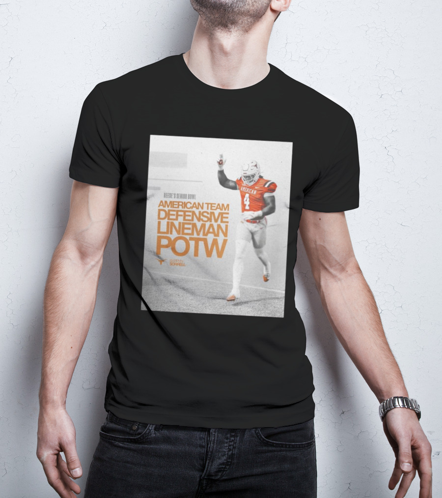 Reese’s Senior Bowl American Team Defensive Lineman POTW Barryn Sorrell Texas Longhorns Football T-Shirt