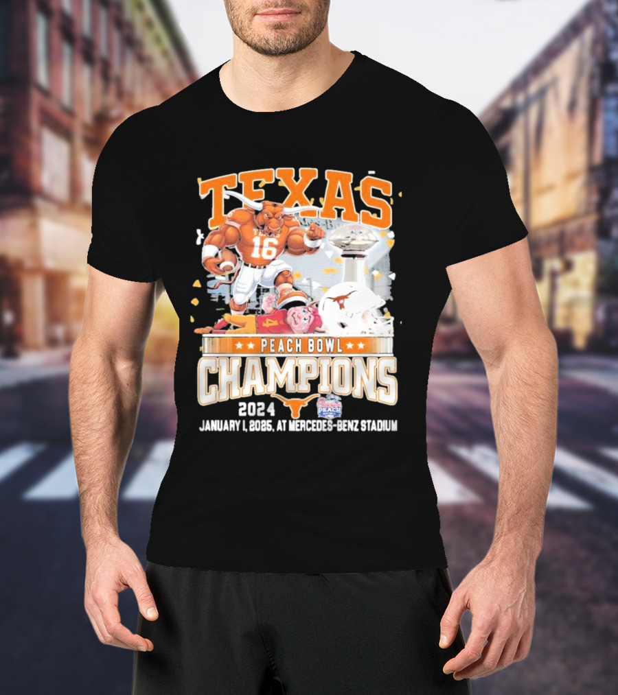 Texas Longhorns Peach Bowl Champions 2024 January 1 Mercedes-Benz Stadium T-Shirt