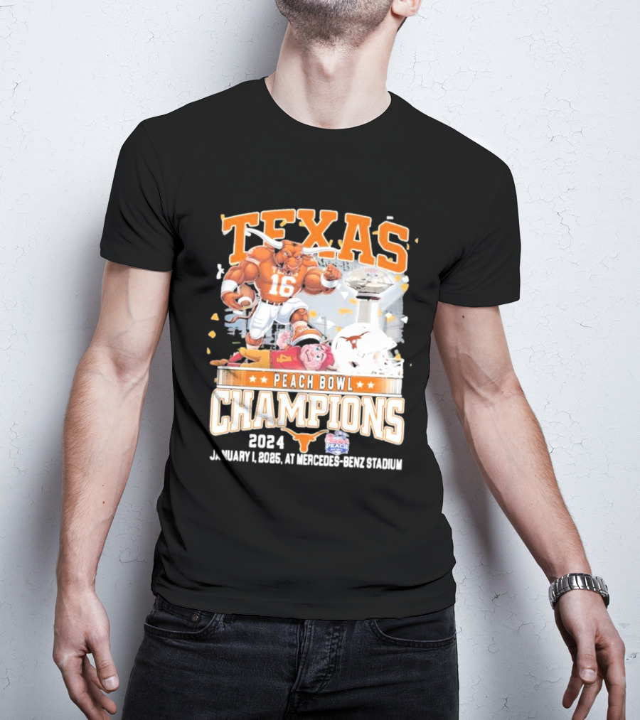 Texas Longhorns Peach Bowl Champions 2024 January 1 Mercedes-Benz Stadium T-Shirt