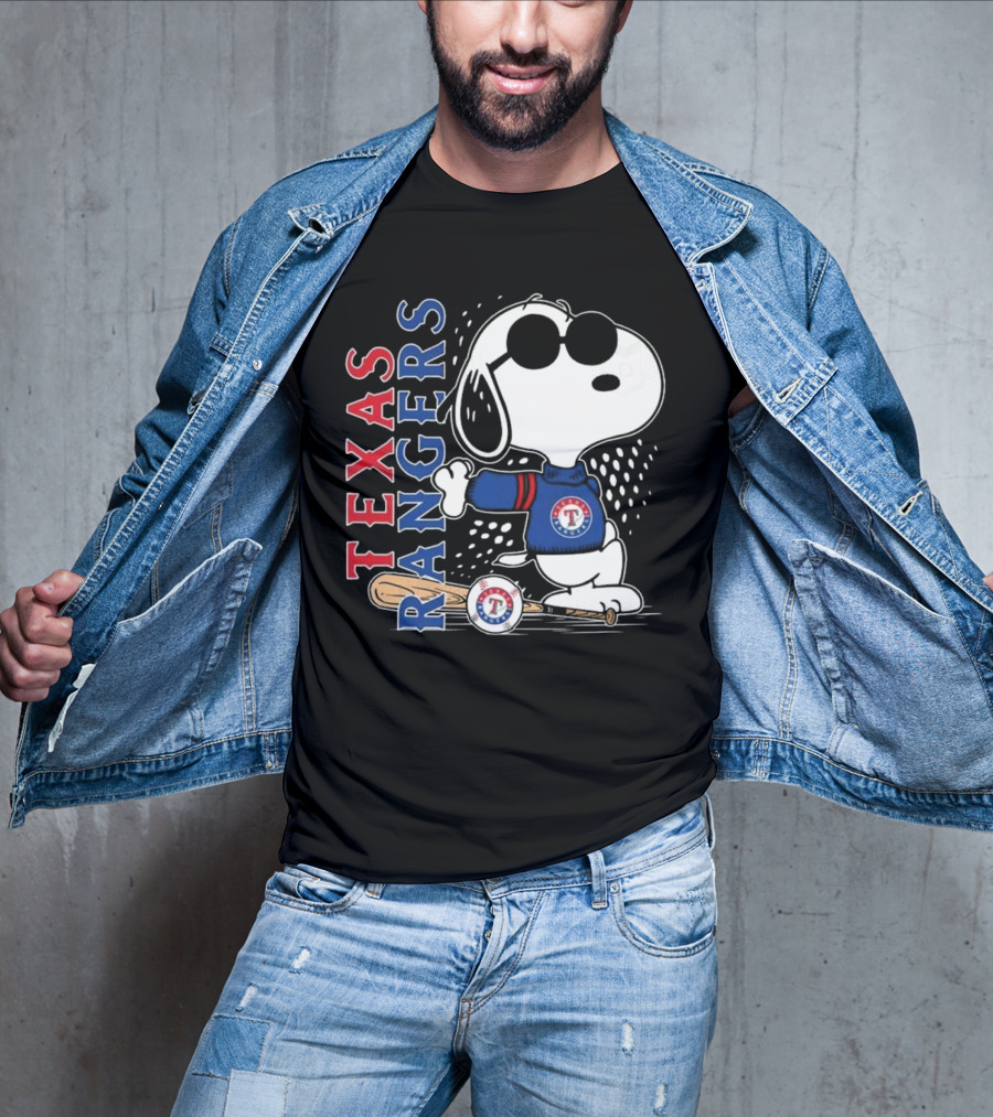 Texas Rangers Snoopy MLB 2025 Peanuts Collaboration T-Shirt