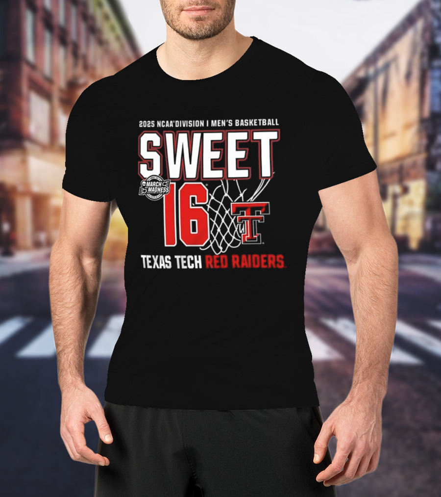 2025 NCAA Division I Men's Basketball Sweet 16 Texas Tech Red Raiders T-Shirt