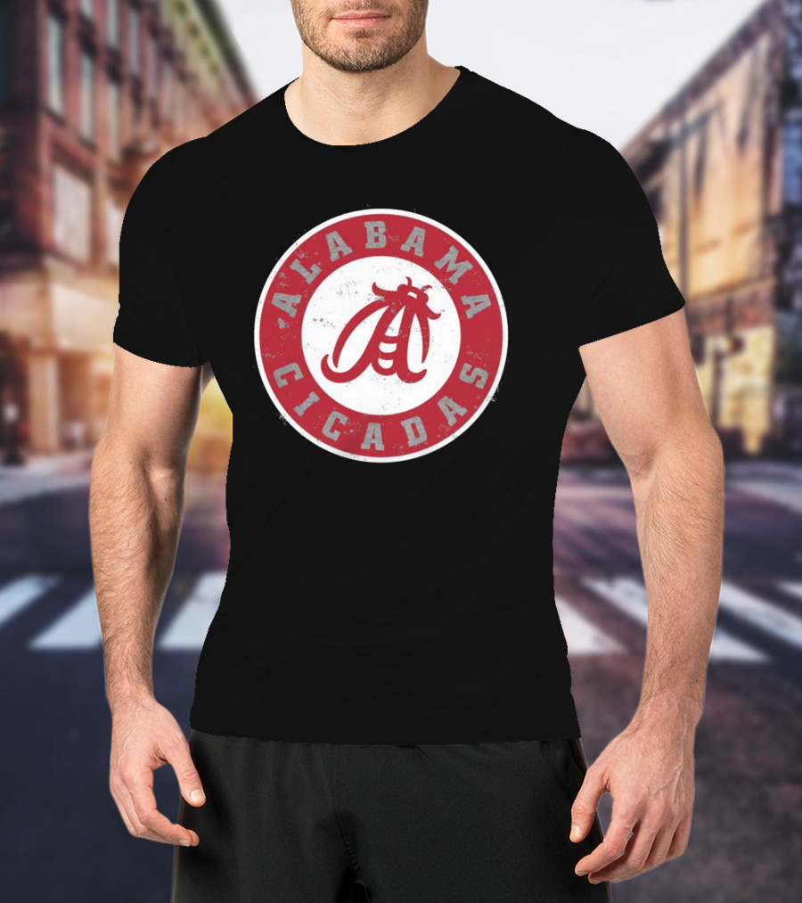 Alabama Cicadas Team Red Emblem With Stylized Bug T-Shirt
