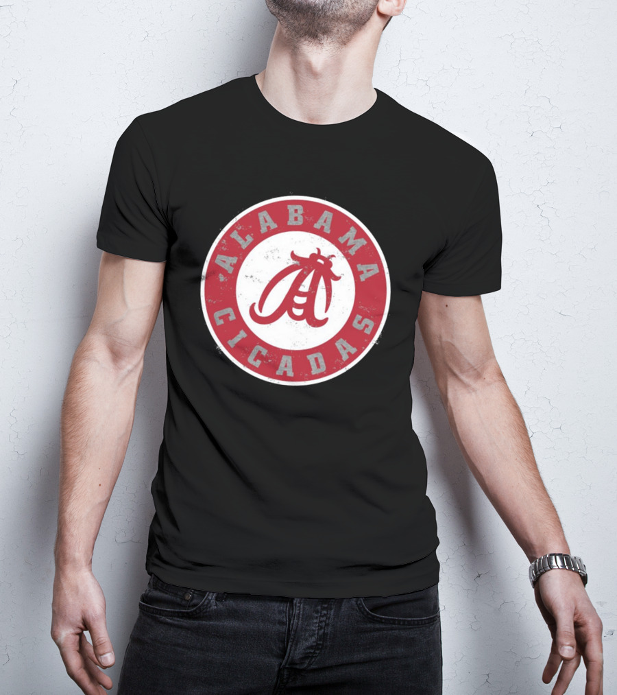 Alabama Cicadas Team Red Emblem With Stylized Bug T-Shirt