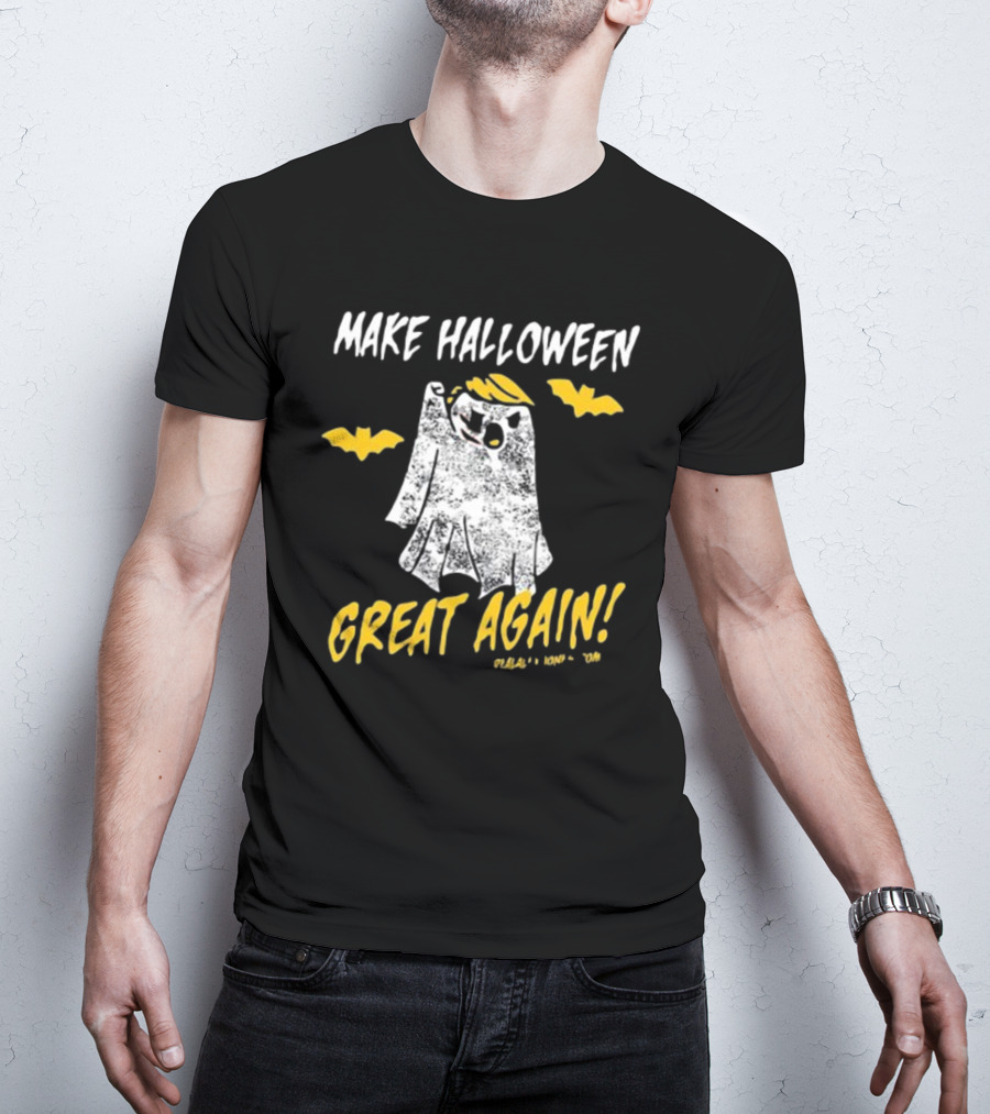 Make Halloween Great Again Ghost With Yellow Bats T-Shirt