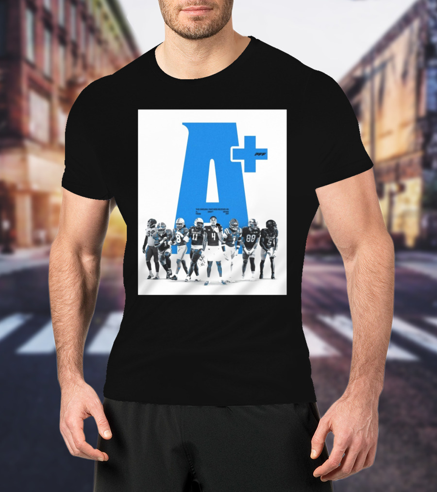 The Carolina Panthers A+ Draft Grade PFF Cam Jackson Lathan Ransom T-Shirt