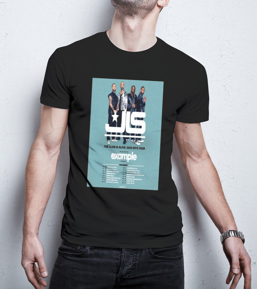 JLS The Club Is Alive 2025 Hits Tour Dates Featuring Special Guest Example T-Shirt