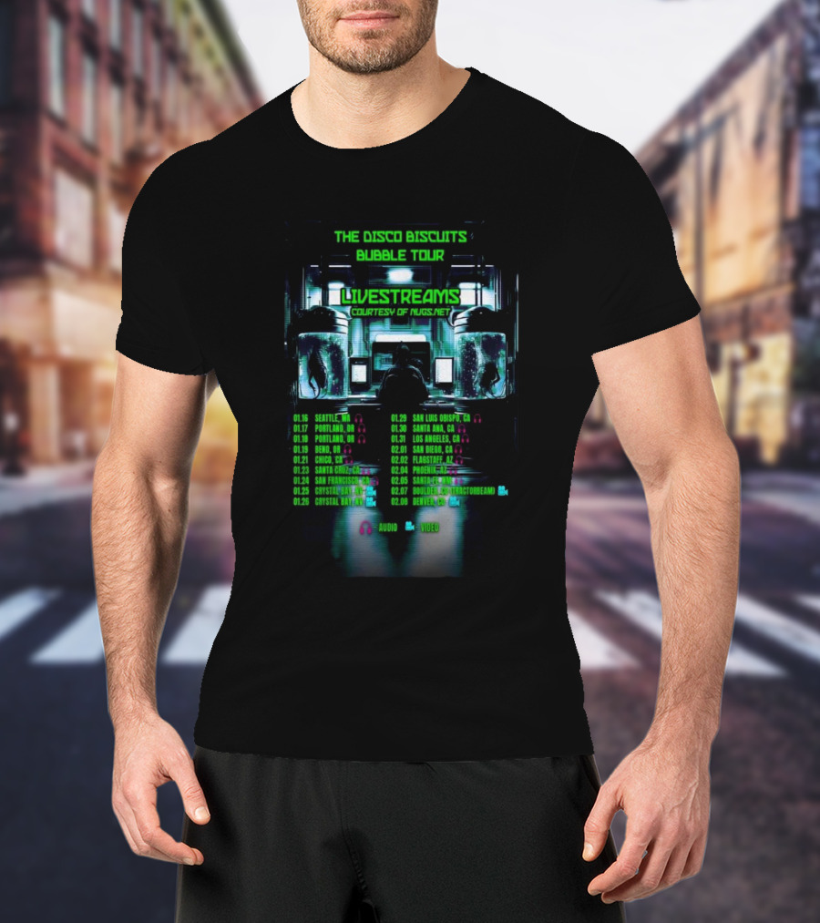 The Disco Biscuits Bubble Tour Livestreams 2025 West Coast Dates By Nugs.net T-Shirt