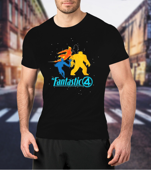 Fantastic Four Team Explosive Silhouette Action T-Shirt