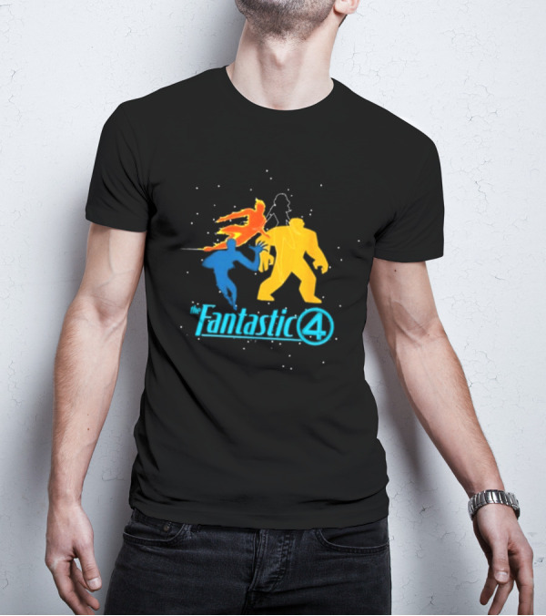 Fantastic Four Team Explosive Silhouette Action T-Shirt