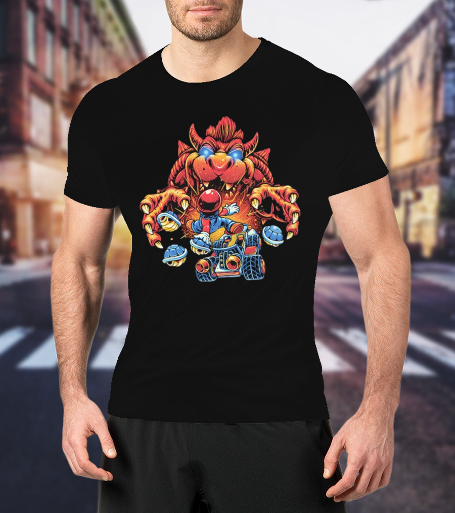 The Final Boss Retro Gaming Monster Battle With Kart Racer And Turtle Shells T-Shirt