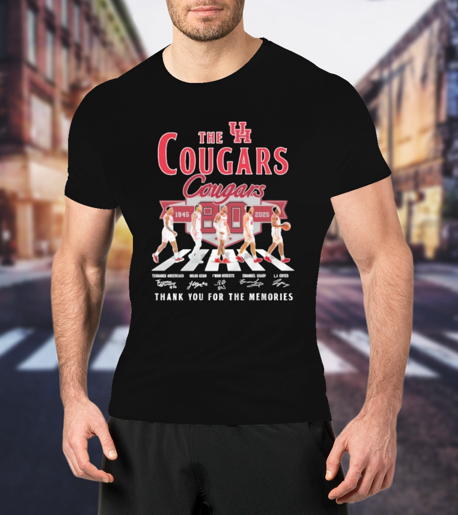 The Houston Cougars 80 Years 1945-2025 Thank You For The Memories Abbey Road Style T-Shirt