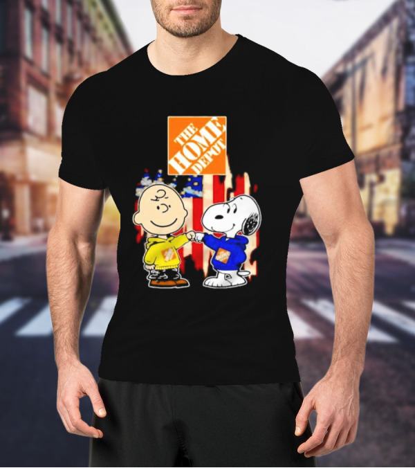 The Home Depot Charlie Brown Snoopy American Flag T-Shirt