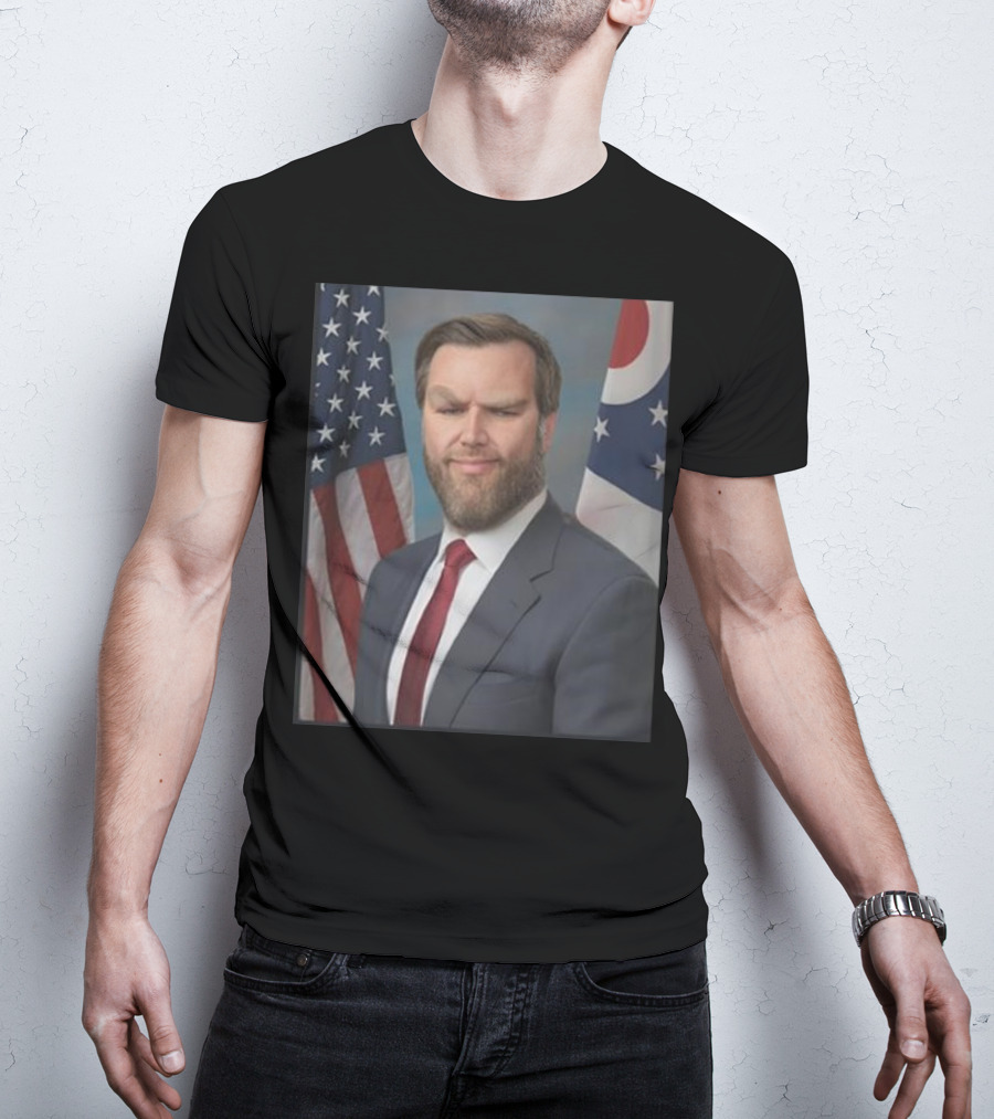 Millennial JD Vance Giga Chad Meme American Ohio Flag Background T-Shirt