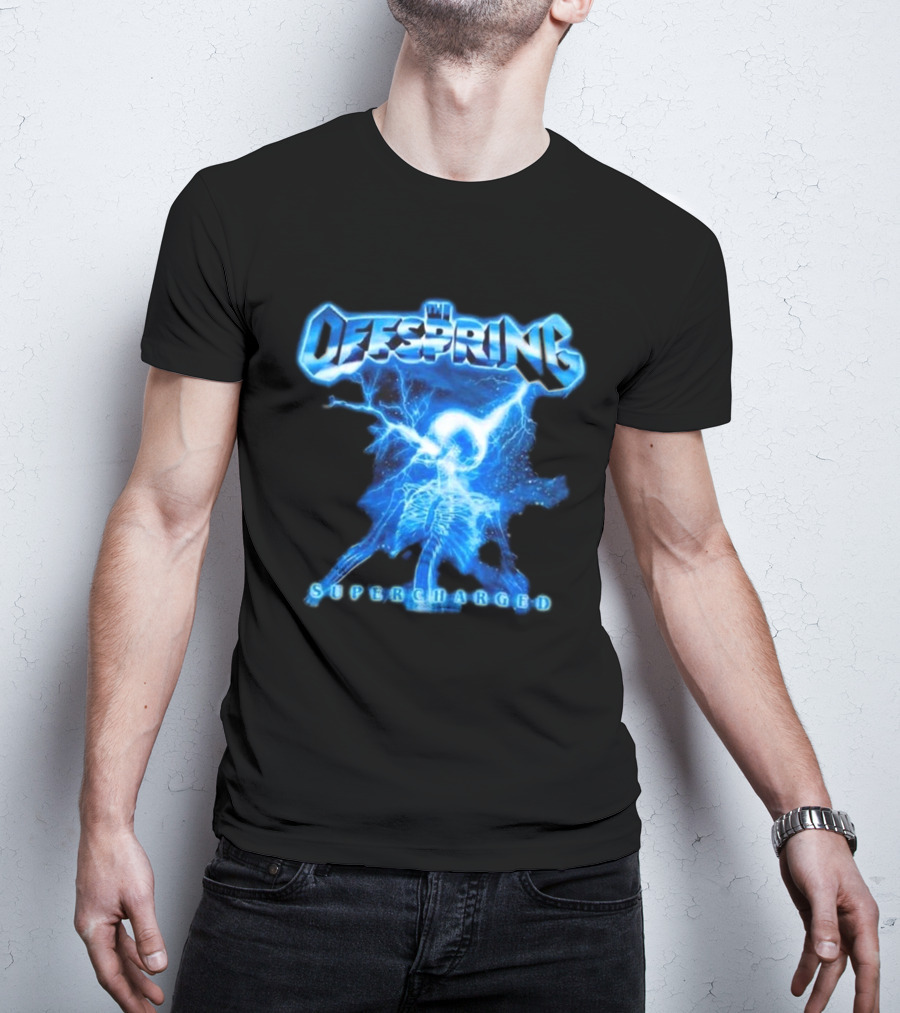 The Offspring Supercharged Worldwide Tour 2025 Japan & Australia Electric Blue Lightning Skeleton T-Shirt
