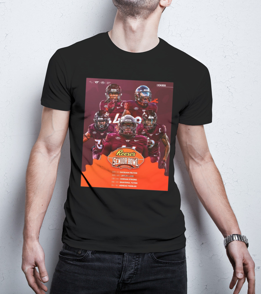 Reese's Senior Bowl Virginia Tech Football Da’quan Felton Jaylin Lane Dorian Strong Bhayshul Tuten Aeneas Peebles T-Shirt