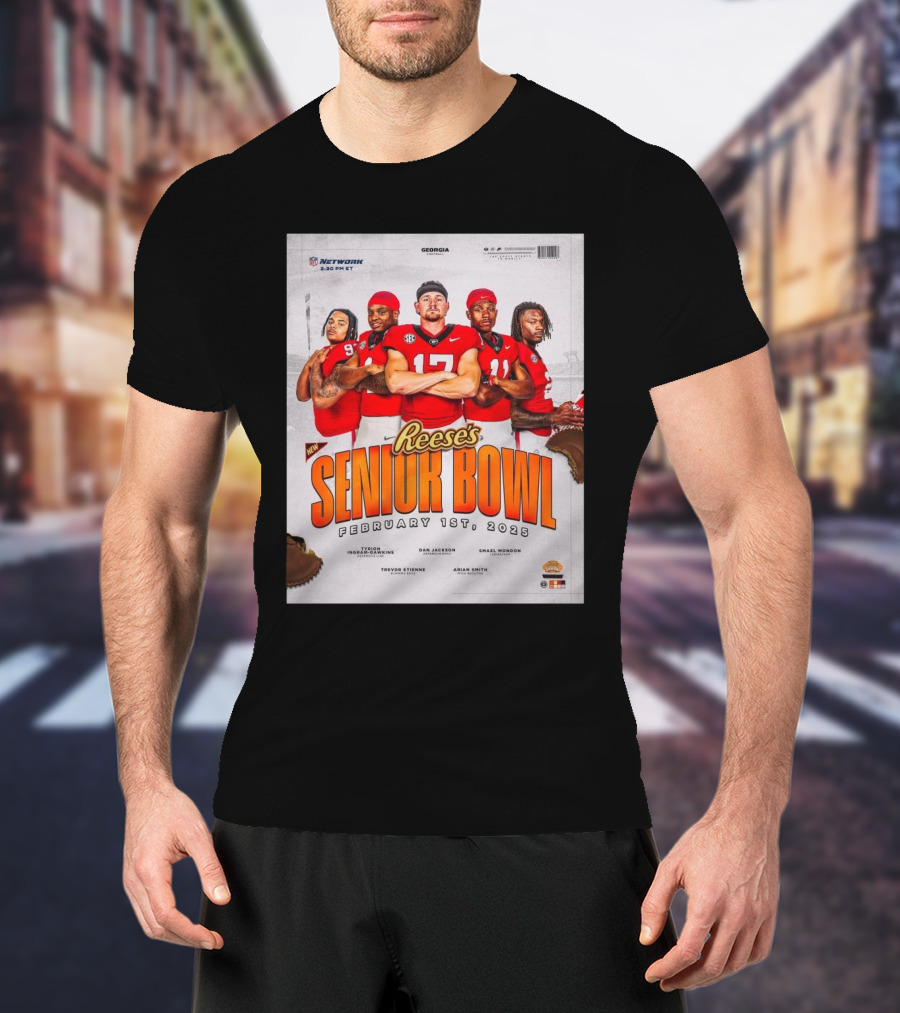 Reese's Senior Bowl 2025 Georgia Bulldogs Tyrion Ingram-Dawkins Dan Jackson Smael Mondon Trevor Etienne Arian Smith T-Shirt