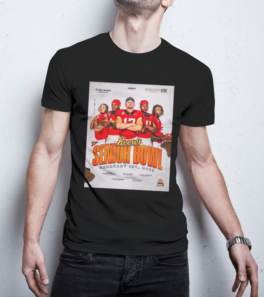 Reese's Senior Bowl 2025 Georgia Bulldogs Tyrion Ingram-Dawkins Dan Jackson Smael Mondon Trevor Etienne Arian Smith T-Shirt