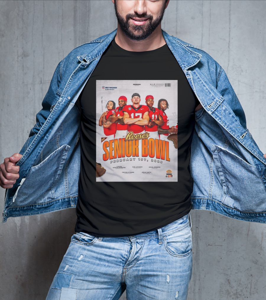 Reese's Senior Bowl 2025 Georgia Bulldogs Tyrion Ingram-Dawkins Dan Jackson Smael Mondon Trevor Etienne Arian Smith T-Shirt