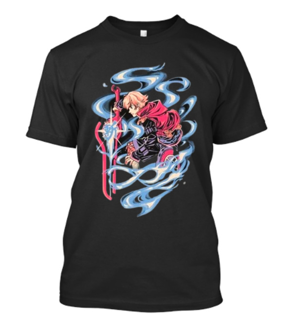The Yetee Ether Blade Character With Energy Sword And Flowing Elements T-Shirt