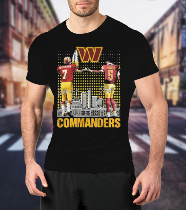 Commanders Theismann Daniels Football Signatures T-Shirt