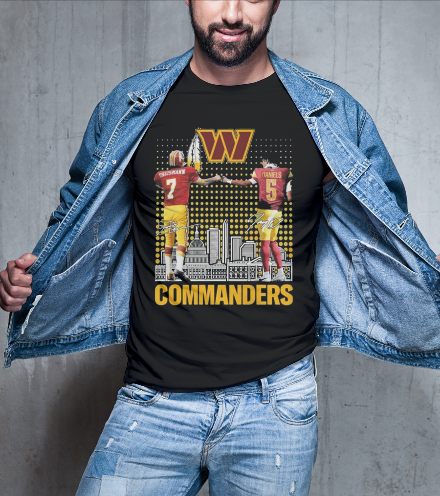 Commanders Theismann Daniels Football Signatures T-Shirt