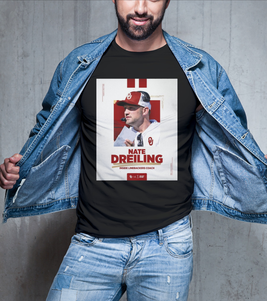 Nate Dreiling Inside Linebackers Coach Oklahoma Sooners Football 212° 2025 T-Shirt